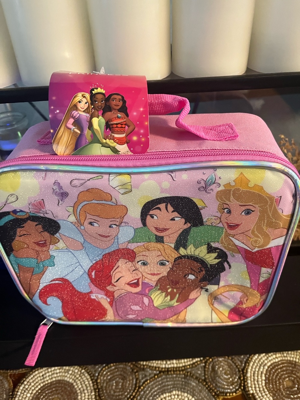 Disney Princess Pink Glitter Girls Lunch Bag